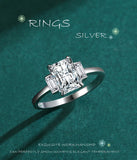Luxury Emerald Cut AAAA Lab Created Diamond 925 Sterling Silver Fashion Fine Ring