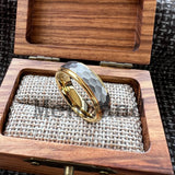 Stepped Edges Multifaceted Hammered Brushed Finish 6/8MM Tungsten Carbide Rings