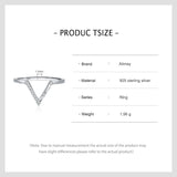 Fashion Personality V Shape Dazzling AAAA Lab Created Diamond 925 Silver Ring