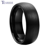 Classic Domed Brushed Finish 6MM 8MM Black Silver Tungsten Men Women Wedding Rings