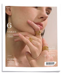 18K Gold Plated Personalized Stainless Steel Layered Wide Golden Ring