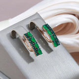 Latest Fashion Rolled 14K Rose Gold AAA Green Opal Zircon Crystal Drop Earrings, Vintage Style Jewellery