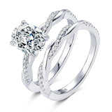 GRA Certified 2CT D Colour VVS1 Oval Moissanite Diamonds Engagement Wedding Ring Set for Women Silver Fine Jewellery