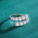 Stunning 925 Sterling Silver Luxury Open Size AAAA Lab Created Diamonds Ring