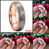 New Arrival Domed Stepped 6mm 8mm Hammered Tungsten Carbide Rings For Women Men - Fashion Gift Jewellery - The Jewellery Supermarket