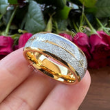 Arrow And White Meteorite Inlay 8MM Multicolor Tungsten Wedding Men Women Rings