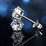 Dazzling 0.3CT 0.5CT 2CT Silver Square Round Moissanite Diamonds Stud Earrings