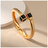 New High-end Exquisite Double Square Shape Cuff Bracelet Crystal Statement Bangle Fashion Jewellery for Women - The Jewellery Supermarket