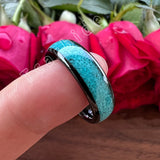 Turquoise Domed Polished Finish 4/6/8MM Tungsten Engagement Wedding Rings