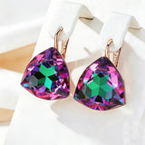 14 Karat Rolled Gold Unique Big Purple Triangular AAA Zircon Crystal Drop Earrings