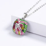 Ethnic Style Coloured Flowers Handmade Enamel Silver Fashion Pendant Necklace