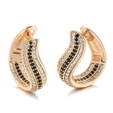 14K Rolled Gold  Luxury Geometric Black White AAA Zircon Diamonds Women's Drop Earrings