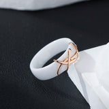 14 Karat Rolled Gold White or Black Ceramics Unique Jewellery Rings For Women
