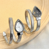 New Snake-Shaped Water Drop Headed Stainless Steel Strap Elegant Quartz Watch