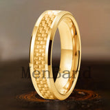 Carbon Fiber Inlay 4/6/8mm Gold Tungsten Engagement Wedding Rings for Men Women