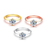3 Colour 18KGP 1ct VVS1 D Colour Moissanite Diamond Solitaire Silver Wedding Ring