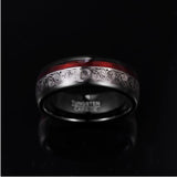 New Arrival 8mm Wide Black Inlay Triple Spiral Pattern+Red Guitar String Tungsten Carbide Ring - The Jewellery Supermarket