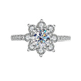 Sunflower Design VVS1 1/2CT Coloured Moissanite Diamonds Engagement Wedding Rings Silver GRA Certified Jewellery