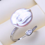 Irregular Big Baroque Pearl Teardrop AAA Zircon Diamond Gold Colour Ring