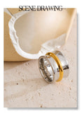 18K Gold Plated Stainless Steel Wide Minimalist  two-tone Distinctive High Quality Ring