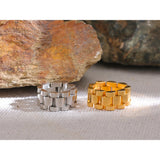18K Gold Plated Stainless Steel Chain Finger  Personalized Metal Texture Charm Ring