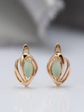 14K Gold Filled New Marquis Eye Fog Green AAA Zircon Crystal Hollow Geometric Earrings