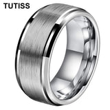 Stepped Beveled Brushed Finish 10MM Classic Men Women Tungsten Carbide Rings