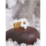 18K Gold Plated Natural Shell Flower Fashion Stainless Steel Stylish Exquisite Ring