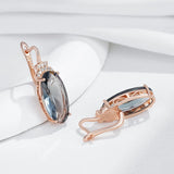 14 Karat Gold Filled Grey Oval Drop Dangle AAA+ Lab Created Diamonds Earrings