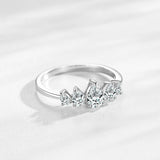 Crown-Inspired Tiara Design Marquise Cut AAAA Lab Created Diamonds Silver Ring