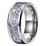 Gear Wheel Blue Carbon Fiber Inlay Unique 6/8mm Tungsten Carbide Wedding Rings