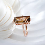 14K Gold Filled Light Brown AAA Zircon Crystal Big Square Ring High Quality Jewellery