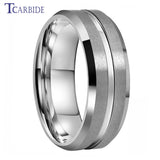 Grooved Brushed 6mm 8mm Satin Men Women Tungsten Engagement Wedding Rings