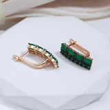 Latest Fashion Rolled 14K Rose Gold AAA Green Opal Zircon Crystal Drop Earrings, Vintage Style Jewellery