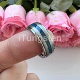 New Deer Antler Opal Stepped Special Brushed Finish Tungsten Ring for Men Women