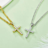 Charming Gold Plated Cross Pendant for Necklace Inlaid with 3mm 4mm 5mm Moissanite Diamonds - 
 Silver Pendants - The Jewellery Supermarket