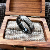 Stepped Edges Multifaceted Hammered Brushed Finish 6/8MM Tungsten Carbide Rings