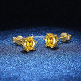 VVS1 Sterling Silver White Pink Yellow Red Orange Moissanite Diamonds Stud Earrings
