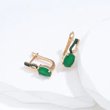 14 Karat Gold Filled Dark Green AAA Zircon Crystals Elegant Drop Earrings For Women