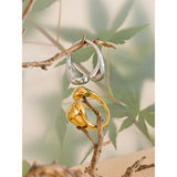 18K Gold Plated Stainless Steel High Quality Minimalist Smooth Fashion Adjustable Ring