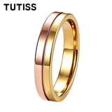 Fashion 4mm Two Tone Tungsten Carbide Wedding Egagement Rings For Men and Women