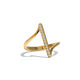 18K Gold Plated Unique Stainless Steel Geometric AAA Zirconia Diamonds Twisted Chic Ring