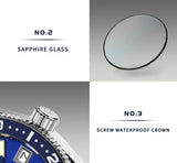 New 38mm Diver Mens Watch Japan NH35A Automatic Mechanical Sapphire Glass Date Luminous 200M Waterproof Wristwatch