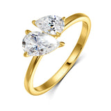 New Design Double Pear Cut VVS1 D Colour Moissanite Diamonds Silver Wedding Rings