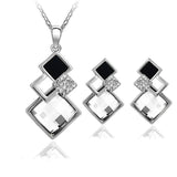 New Minimalist Fashionable Crystal Geometry Long Necklace Personalized Versatile Pendant Necklace Earring Set - The Jewellery Supermarket