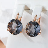 14 Karat Rolled Gold Big AAA Grey Zircon Crystals Fashion Drop Earrings For Women Jewellery