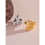 18K Gold Plated Chic Unique Stainless Steel Unusual Simple Sleek Fashion Ring