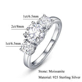 3 Stone 2/4 Carat VVS1 D Colour Moissanite Diamonds Silver Engagement Wedding Ring