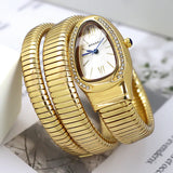 Luxury Fashion Unique Snake Shape Women's Watches - Zircon Diamonds Bling Gold Luxury Quartz Ladies Watches