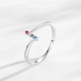 Dazzling Rainbow AAAA Lab Created Diamonds Geometric Design Silver Ring